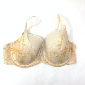 Third Love Bra Women's Size 40D Petal Lace Demi Cream Lace + Yellow